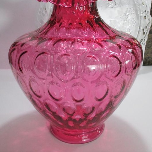 Fenton Cranberry Vase Coin Dot Vintage #E25 - Picture 2 of 7